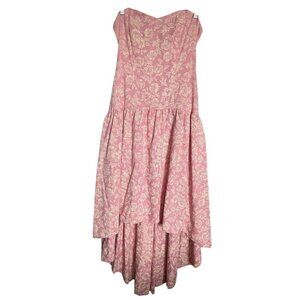Vintage Handmade Pink and White Floral Ruffle Dress Size 10-12